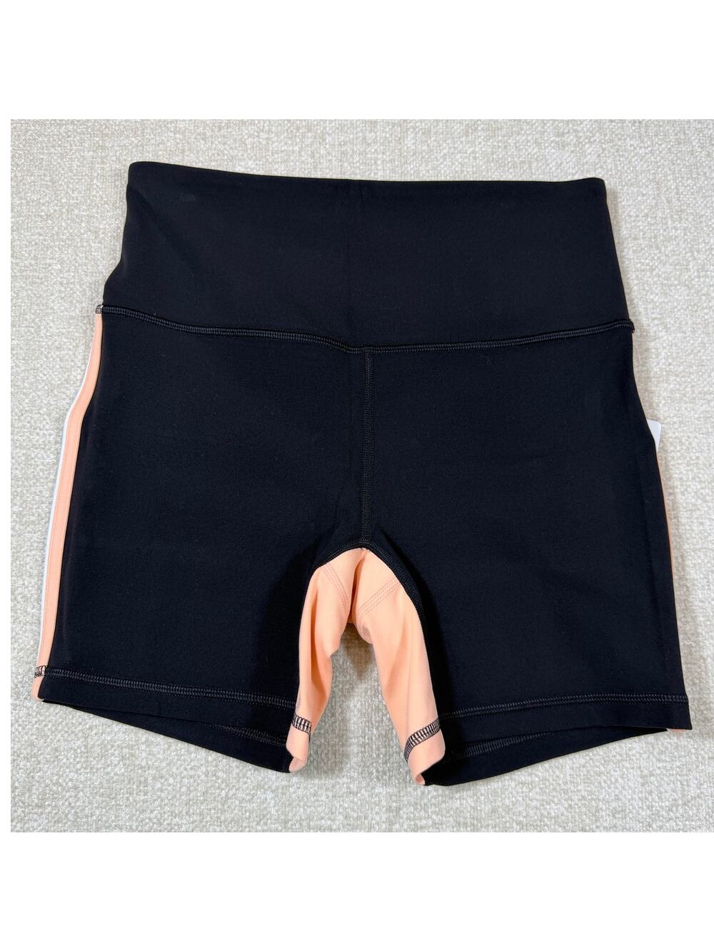 Athleta Women's Small Black Elation Tipped Shortie High Rise Athletic Shorts NWT